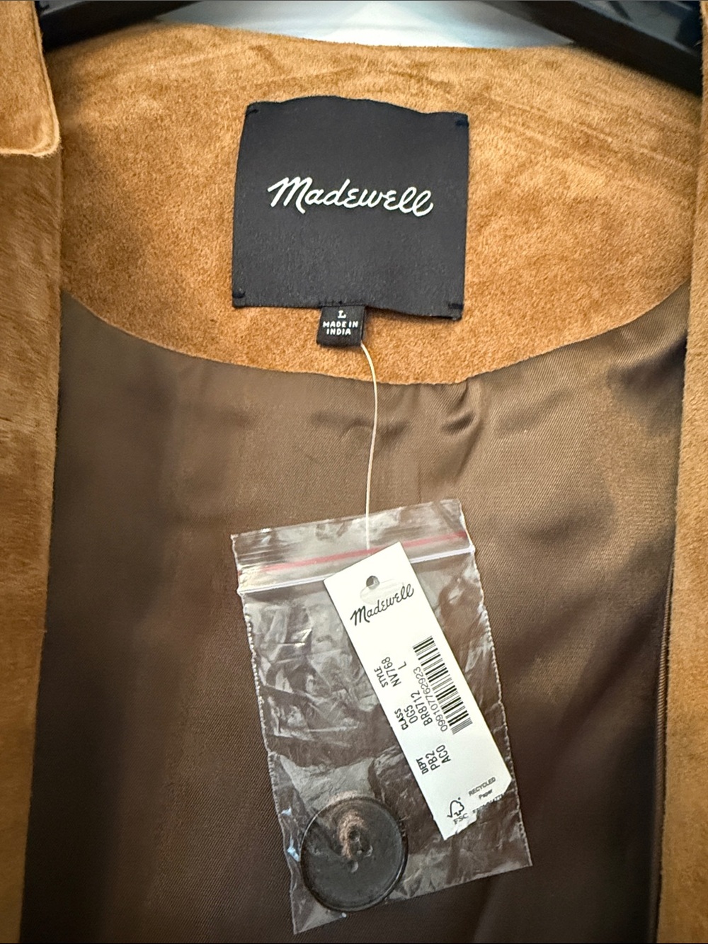 Madewell Chestnut Suede Button-Front Cardigan Jacket - Picture 2 of 4